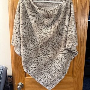 Faux Fur Animal Print Poncho